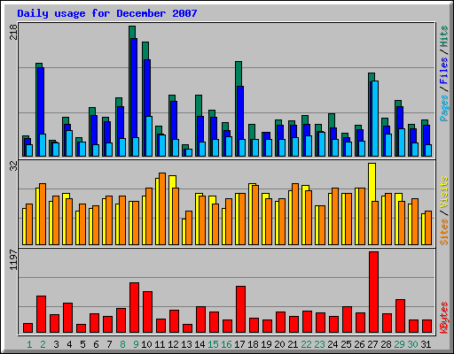 Daily usage for December 2007