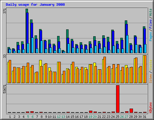 Daily usage for January 2008