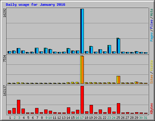 Daily usage for January 2016