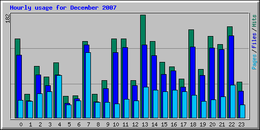 Hourly usage for December 2007