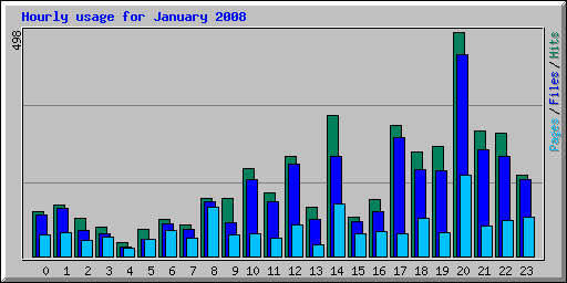 Hourly usage for January 2008