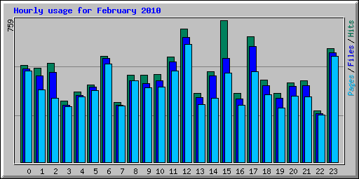 Hourly usage for February 2010