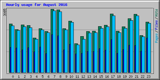 Hourly usage for August 2016